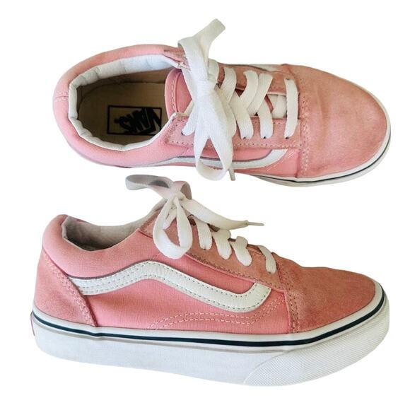 VANS Girls Old Skool Skate Sneaker Rose Dawn Pink Suede Size 2.5 Unisex Leather - Picture 1 of 6